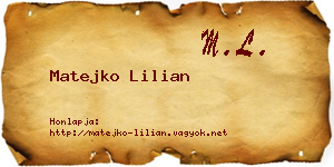 Matejko Lilian névjegykártya